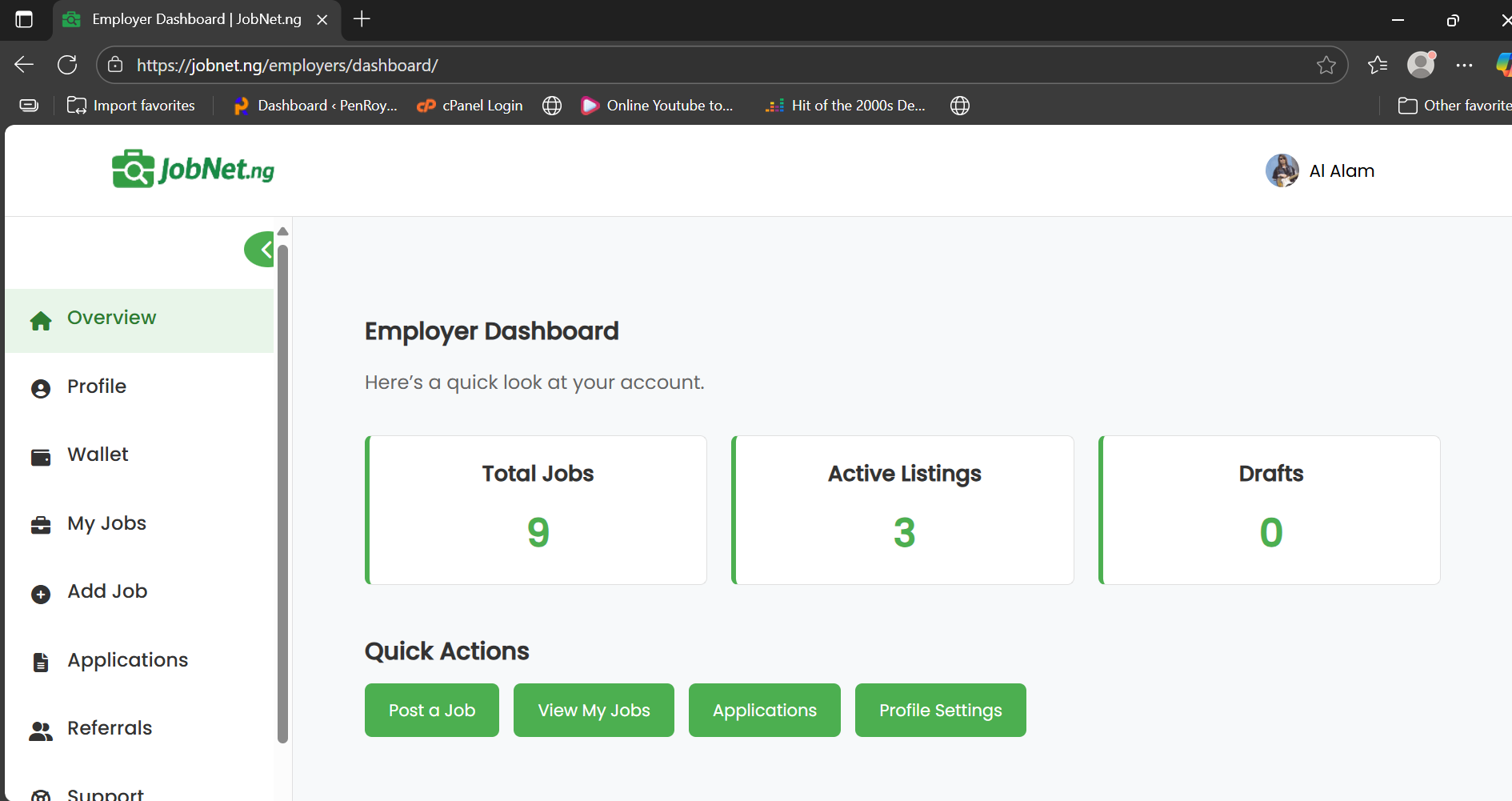 Employer dashboard job posting & shortlists
