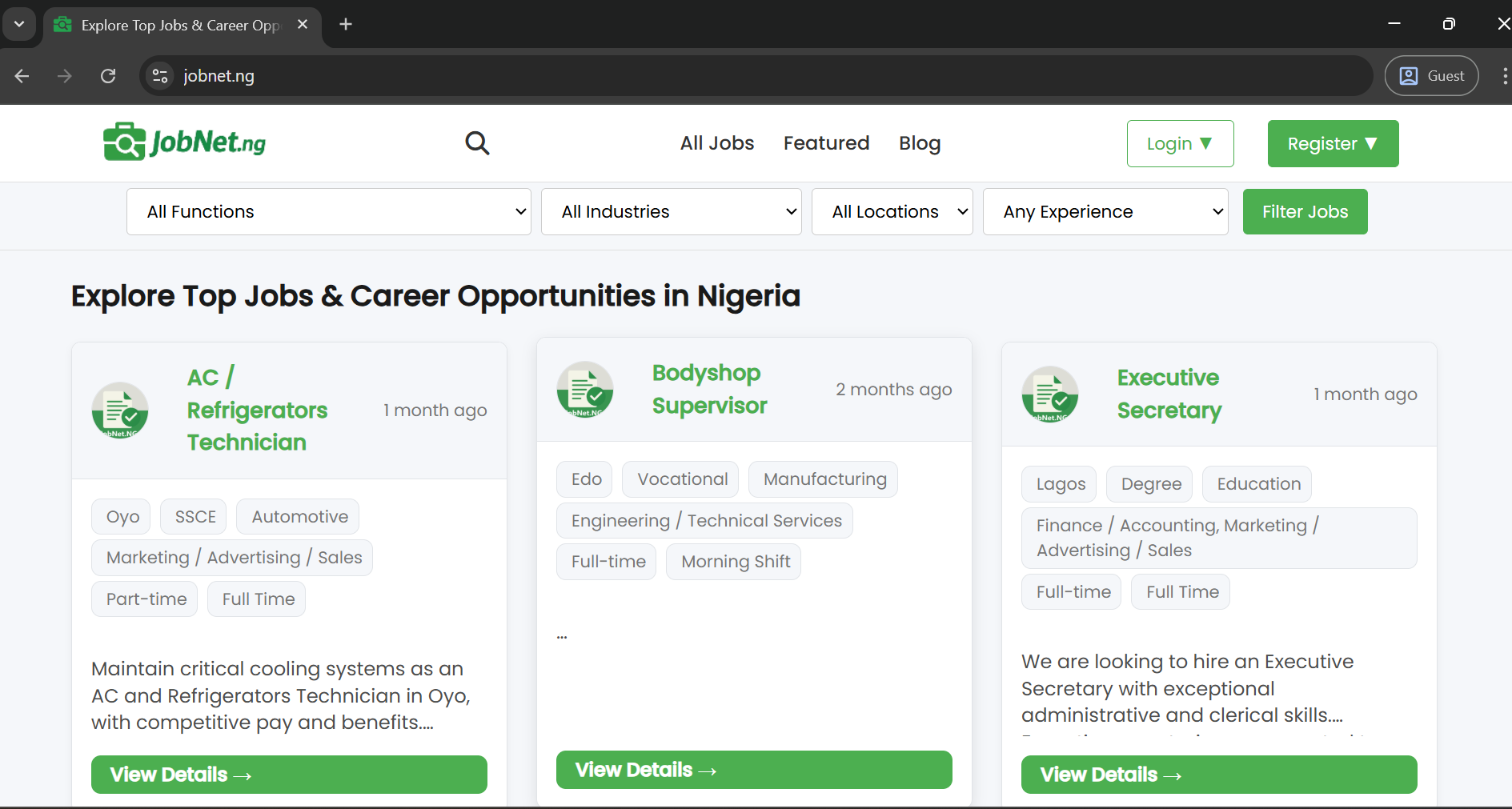 Screenshot of Jobnet.ng
